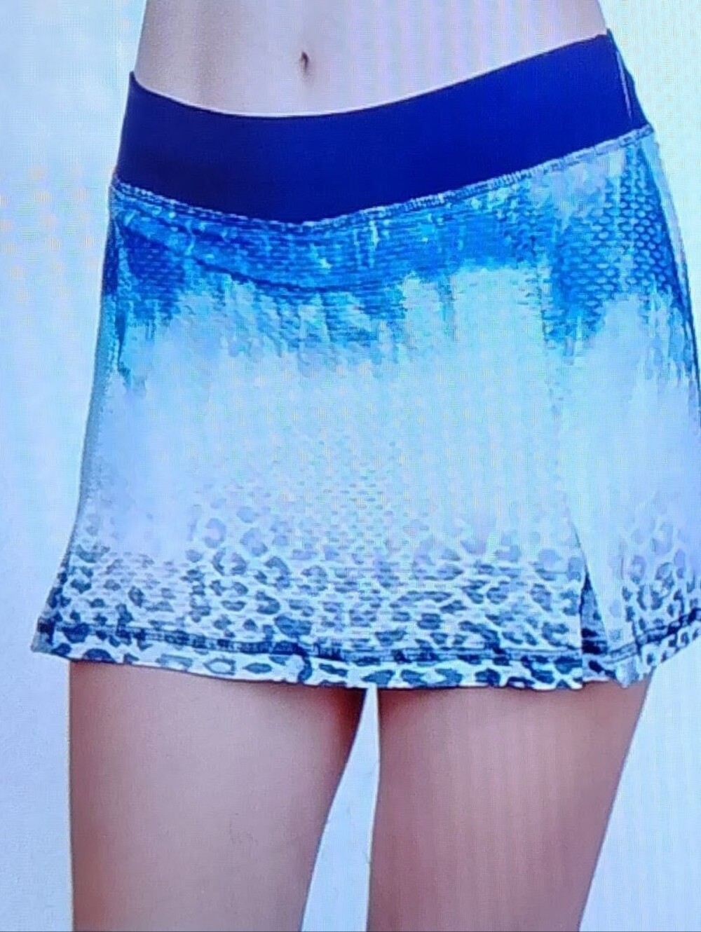 Sofibella Blue Ombre Leopard Tennis Pickleball Active Navy Airflow Skort Sz L